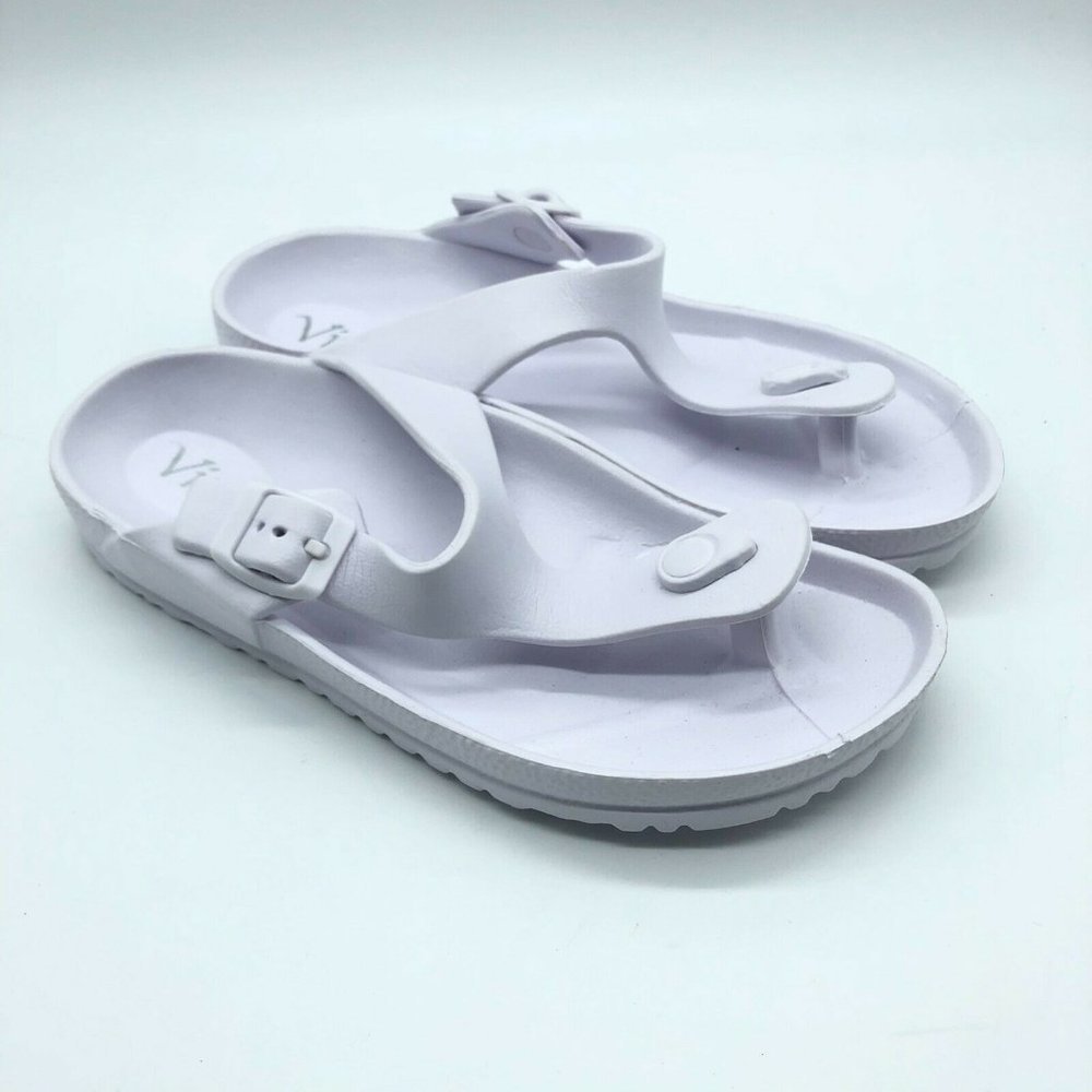 Viva Womens Sandals Rubber Slide Slip On Thong Buckle White Size 38 US 7
